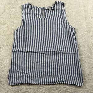 Ellen Tracy Blue and White Striped Tank Top